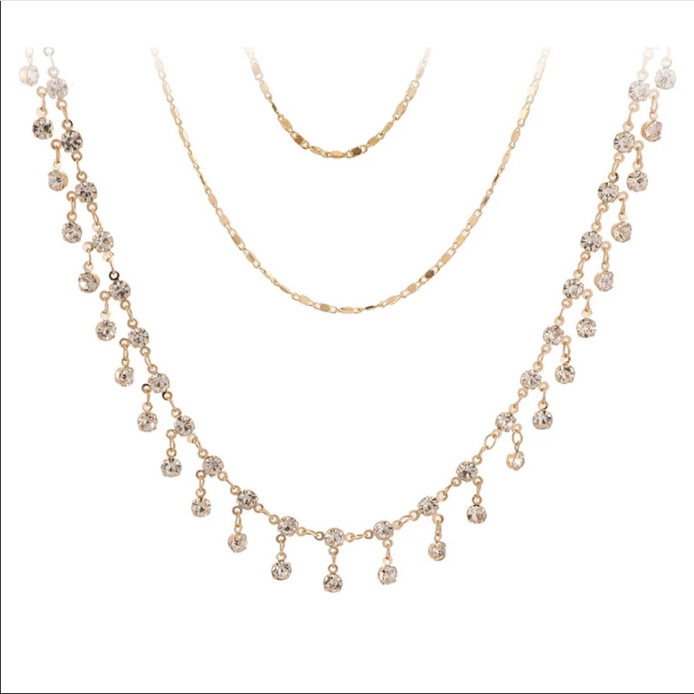 Layered Rhinestone Droplet Choker - Picture 2 of 4
